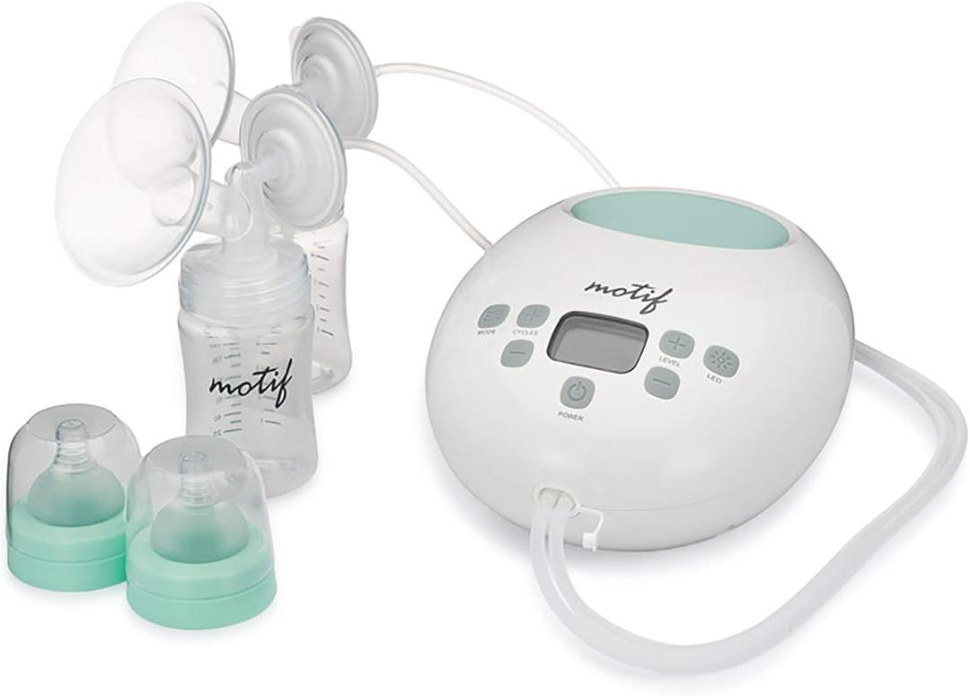 Motif Medical Luna Double Electric Pump for Breastfeeding - Portable - Hospital Grade Pump w/LED Light - Hands-Free Breast Pump, Quiet Motor Baby Breast Pump