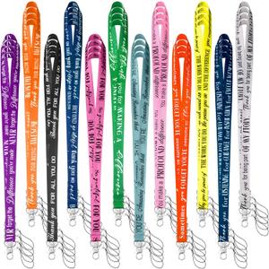 48 Pcs Thank You Gifts Lanyard Bulk for ID Badge Employee Appreciation Gift Keychain Inspirational Lanyards for Teacher (Solid Color)