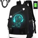 Anime Luminous Backpack Noctilucent School Bags Daypack USB chargeing port Laptop Bag Handbag For Boys Girls Men Women (Music boy 2)