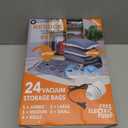 GONGSHI Vacuum Seal Bags for Clothing Travel & Home Storage, Travel Vacuum Bags with Pump,Space Saver for Blankets, Comforters, Pillows, Clothes,24 Combo with Electric Pump
