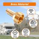 Hose Quick Connector Adapter Fittings, Replacement for PF247007, 1/2" Quick Connect for 3/4" RV and Marine Connect Garden Hose for Spray-away and Spray-port, Brass Adapter with PTEE Tape