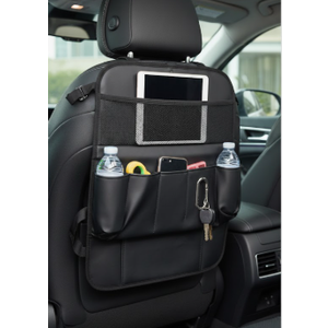Backseat , Car Seat Storage Delay for Children, Leather Tablet Holder with Foldable Food Trays, Kick Mat Tissue Box, Storage Bag, Travel Accessories