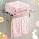 2 x Quera 2 Pack Easter Hand Towels White Pink Rabbit Bunny Checkered Spring Bathroom Decorative Towels Set for Bath,Kitchen,Bar,Gift,13.7'' x 29.5'', Medium