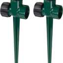Hourleey 2 Pack Metal Lawn Sprinkler for Yard, Automatic Brass Garden Water Sprinklers on Spike Base, Adjustable 360 ​​Degree Sprinkler Nozzle for Large Area Coverage Grass Patio Irrigation, Green