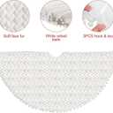 IMIKEYA Christmas Tree Skirt, 36 inches Luxury Faux Fur Christmas Tree Skirt, Beige Christmas Xmas Tree Skirt with Hand-Sewn Pompoms, Soft Thick Plush Tree Skirt for Christmas Tree Decorations