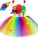 O'COCOLOUR Rainbow Candy Tutu Dress for Girls 3-10 Years Halloween Birthday Party Dress Up Costumes