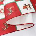 3 x OWENIE Christmas Table Runner, Vintage Style Christmas Table Decor with Classic Holiday Elements, 1336 Inch Linen Table Runner for Christmas Dinner, Party, Home Decor