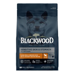 Blackwood Sensitive Skin & Stomach Dry Dog Food, Lamb Meal & Brown Rice with Ancient Grains, 10 Pound Bag with Prebiotics & Probiotics to Promote Gut Health