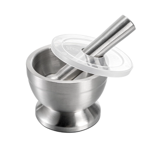 Bekith Mortar and Pestle Sets 18/8 Brushed Stainless Steel Spice Grinder Pill Crusher Molcajete Herb Bowl