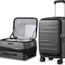 LUGGEX Carry On Luggage for Travel Front Opening, Expandable Polycarbonate Hard Shell Suitcase with Wheels for Men Women Chrismas Birthday(Charcoal Metallic, 19 Inch, 27.2L)