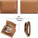 Small Wallet Women Genuine Leather RFID Blocking Trifold Tiny Wallets with Snap Coin Pouch 7 Card Solts