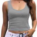 Dwnval Womens Sexy Summer Sleeveless Scoop Neck Tank Tops Slim Fit Cami Crop Top 2025 Trendy (Heather Grey, S)