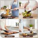 4Pcs Wooden Tongs for Cooking, Stainless Steel Salad Tong with Walnut Wood Tip, 9 Inch 12 Inch Walnut Wooden Kitchen Tongs, Anti-Slip Long Handle Wood Kitchen Utensils for Salad Tossing