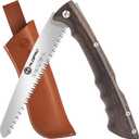 Aldipro Folding Pruning Saw 7 Inch with Leather Sheath and Wenge Wooden Handle, SK5 Steel Blade, Foldable Hand Saw for Camping, Survival, Wood Cutting, Bushcraft and Tree Trimming (Brown)