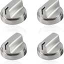 atgestore WB03X29300 Stainless Steel Stove Knobs Replacement for GE Stove Parts Gas Range Knobs JGP3030SLSS JGP3036SL1SS JGP3030SL1SS GE Cooktop Knob Metal Control Surface Burner Knobs 2 Pcs