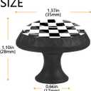 4 Pack Cabinet Knobs Black White Checkered Drawer Pulls Crystal Glass Round Knobs Handles for Dressers Drawer Bathroom Kitchen Cupboards Wardrobes Hardware Furniture Knobs