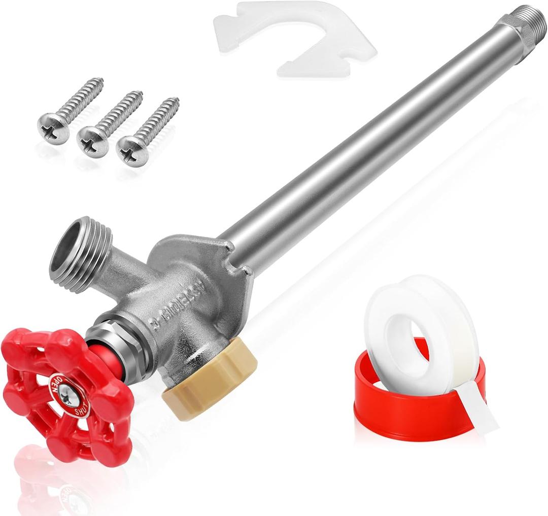 Boltigen 12 Inch Anti-Siphon Frost Free Sillcock Valve, No Lead Brass Freeze Proof Outdoor Water Faucet, 1/2" NPT X 3/4'' GHT Hose Bib Frost Free Outside Spigot