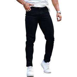 Men's Classic Slim Fit Stretchy Jeans for Men Skinny Flex Denim Pants Ripped Designer (34, Black)