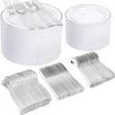 I00000 600pcs Silver Dinnerware Set for 100 Guests, Silver Plastic Plates Plastic Silverware Set of 100 Dinner Plates, 100 Salad Plates, 200 Forks, 100 Spoons,100 Knives for Party & Wedding