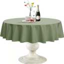 Softalker Sage Green Round Tablecloth, Waterproof & Stain Resistant Table Cloth Wrinkle Free Fabric Washable 210GSM Polyester Table Cover for Spring/Party/Outdoor - 48 inch