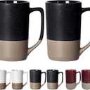 16 OZ Speckled Large Coffee Mugs Set of 2, Tall Ceramic Tea Cups with Handle, Big Beer Bulk Cup for Porcelain Cup or Mug Lovers DIY Gifts, Black