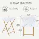 Folding TV Tray Table, Portable Foldable TV Dinner Tray on couch, Space-Saving Snack Serving Sofa Side Table, Easy to Fold Stable TV Trays for Living Room, Bedroom, Small Spaces (White Marble + Gold)