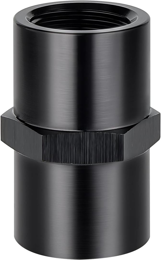 EVIL ENERGY 1/2 NPT Female to 1/2 NPT Female Fitting Adapter Straight Aluminum Black