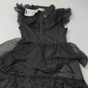 Black Tulle Princess Dress for Girls, Ruffled Sleeves, Tiered Skirt, 10-12 Y