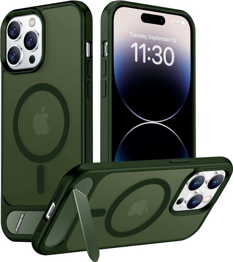 Temdan Magnetic Compatible with iPhone 14 Pro Max Case, [Built-in Invisible Kickstand][Compatible with MagSafe] [Military Grade Shockproof] Slim Translucent Matte Phone Case for iPhone 14 Pro Max 6.7"