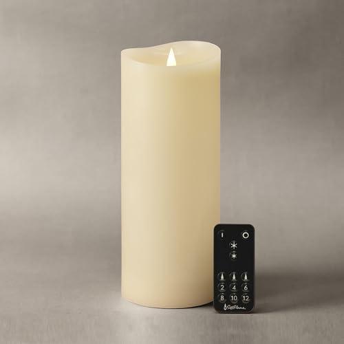 Softflame Flameless LED Candles with Remote Control, 4"x 10"Flickering 3D Moving Flame Battery Operated Candles in Real Wax Shell for Indoor Use, Home Decor Ivory