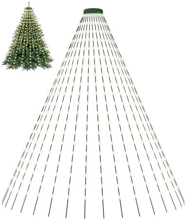 Tomanwai Christmas Tree Lights, 400 LED Christmas Lights with 8 Light Modes & Memory Function, 6.6FT x 16 Lines Outdoor Christmas Light with Timing Function for Christmas Decorations - Warm White