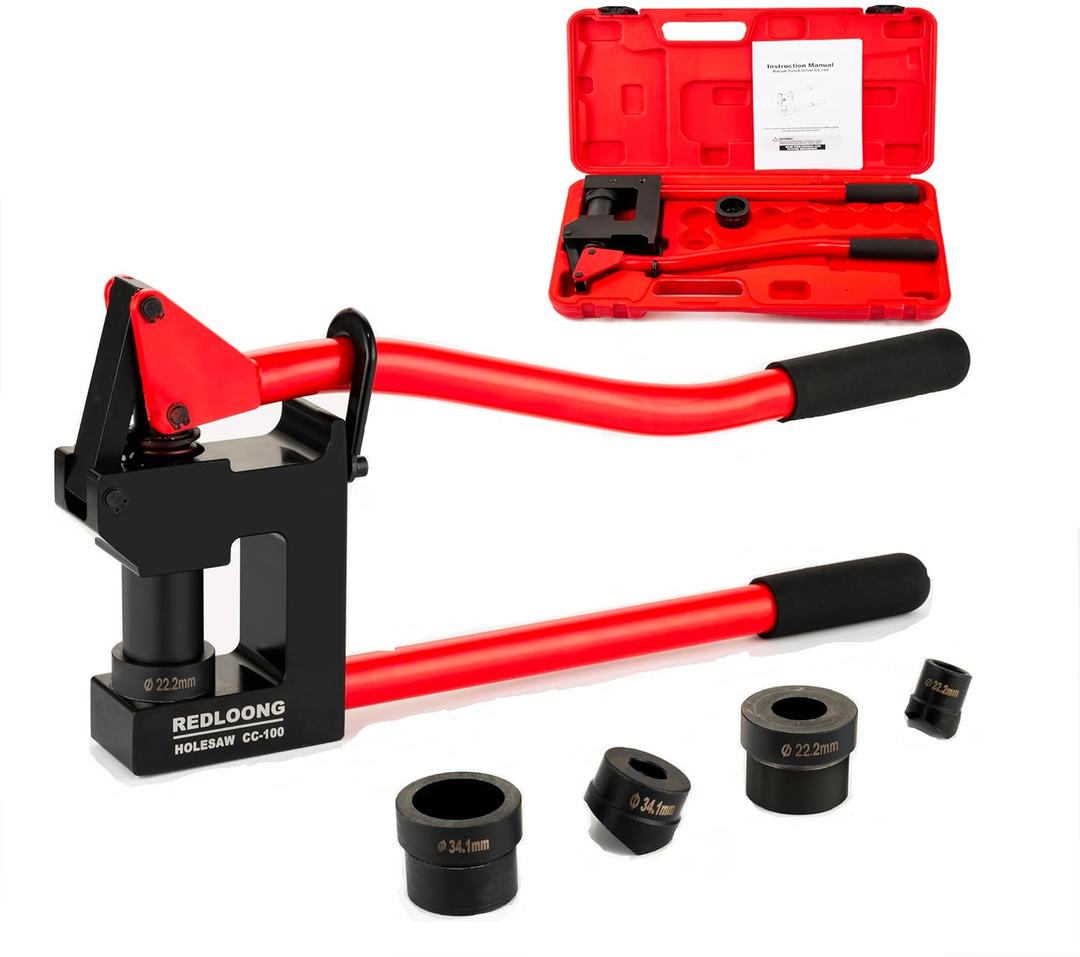 Manual Lever Sheet Metal Stud Punch 20GA with (7/8" and 1-11/32") Manual Knockout Hole Punch Driver Kits Conduit Hole Cutter Set KO Tool