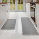 YDKGL Kitchen Mat Set of 2 PCS, Cushioned Non Slip Rugs for Kitchen Floor, Absorbent Runner Comfort Standing Mats Washable for Kitchen, Office, Home Grey 17x30+17x47