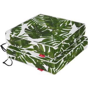 Pcinfuns Outdoor Chair Cushion 22 x 22 Inch Seat Cushions for Patio Furniture Garden Sofa Couch Chair Pads with Adjustable Straps Set of 2, Green Leaves
