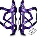 Corki Cycles Heavy Duty Bike Water Bottle Holder, Lightweight Purple Water Bottle Cage Shockproof Design for Road Mountain Gravel Bikes, Holds 18-30 oz, 2-Pack Aluminum Alloy