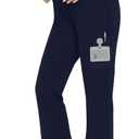 Women's Maternity Scrub Pants Wide Leg Cargo Pants Over The Belly Stretchy Workwear Pregnancy Trousers for Nurse, XXL
