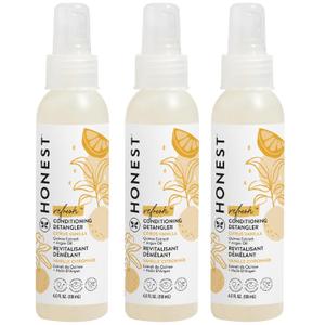 The Honest Company Conditioning Hair Detangler 3-Pack Leave-in Conditioner and Fortifying Spray Tear Free Cruelty-Free Hypoallergenic Citrus Vanilla Refresh 4 fl oz each pack of 3