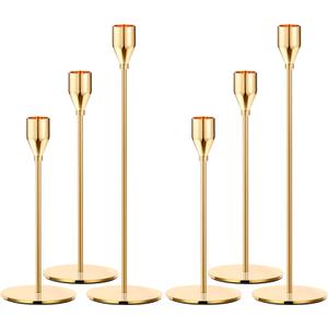 Metal Gold Taper Candle Holder for Wedding, Dinning, Party, Fits 3/4 inch Thick Candle&Led Candles (Set of 6 Pcs)