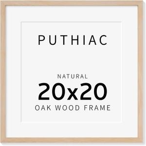 puthiac 20x20 Oak Wood Picture Frames -20"x20" Poster Frames for Wall, 20x20 Picture Frames for Wall, 20 x 20 Picture Frame, 20 x 20 Frame(1 Pack, Beige)