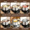 Stainless Steel Deep Fryer Pot with Basket,3.1L Stockpot for Home Use Frying, Pasta, Soup & Stews, 304 Stainless Steel, Glass Lid, Strainer Basket for All Stovetops