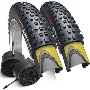 Fincci Maori 27.5 x 2.35 Inch Foldable Mountain Bike Tire with Presta Inner Tube  60-584  60 TPI, 1mm Nylon Anti-Puncture Protection  MTB, Enduro & Hybrid Bicycle Tires  Pack of 2