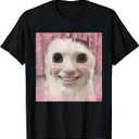 Goofy Ahh Cat Meme Dank Cursed Weirdcore Cringey Banana Cat T-Shirt (Small, Black)