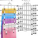 3 Pack Closet Organizers and Storage,6 Tiers Skirt Pants Hangers with Clips Space Saving for Home Organization and Storage,College Dorm Room Essentials for Girls Guys,Wardrobe Clothes Organizer 3 Pcs