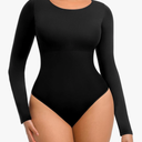 FeelinGirl Tummy Control Bodysuit for Women Long Sleeve Shapewear Thong Body Suit M/L