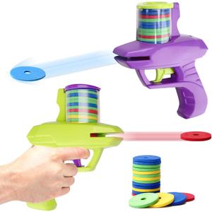4PCS Foam Disc Launcher Flying Disk Handheld Shooter Indoor Shooting Game Outdoor Backyard Toy for Boys and Girls Birthday Gifts School Class Prizes