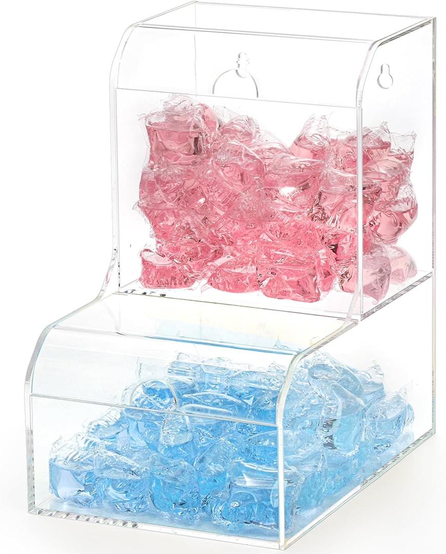 TOPZEA Laundry Pods Container, Wall Mounted Acrylic Candy Snack Dispenser Bin with Hinged Lids, Dishwasher Pod & Sponge Holder Stackable Storage Box for Coffee Bar, Kitchen & Laundry Room Organization