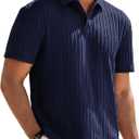 JMIERR Mens Casual Polo Shirt Summer Short Sleeve Vacation Button Beach Knit Stretchy Golf Shirts Medium