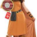 fun shack Adult Viking Costume Women Warrior, Medieval Barbarian Outfit for Women, Historical Warrior Dress (Small, Brown)
