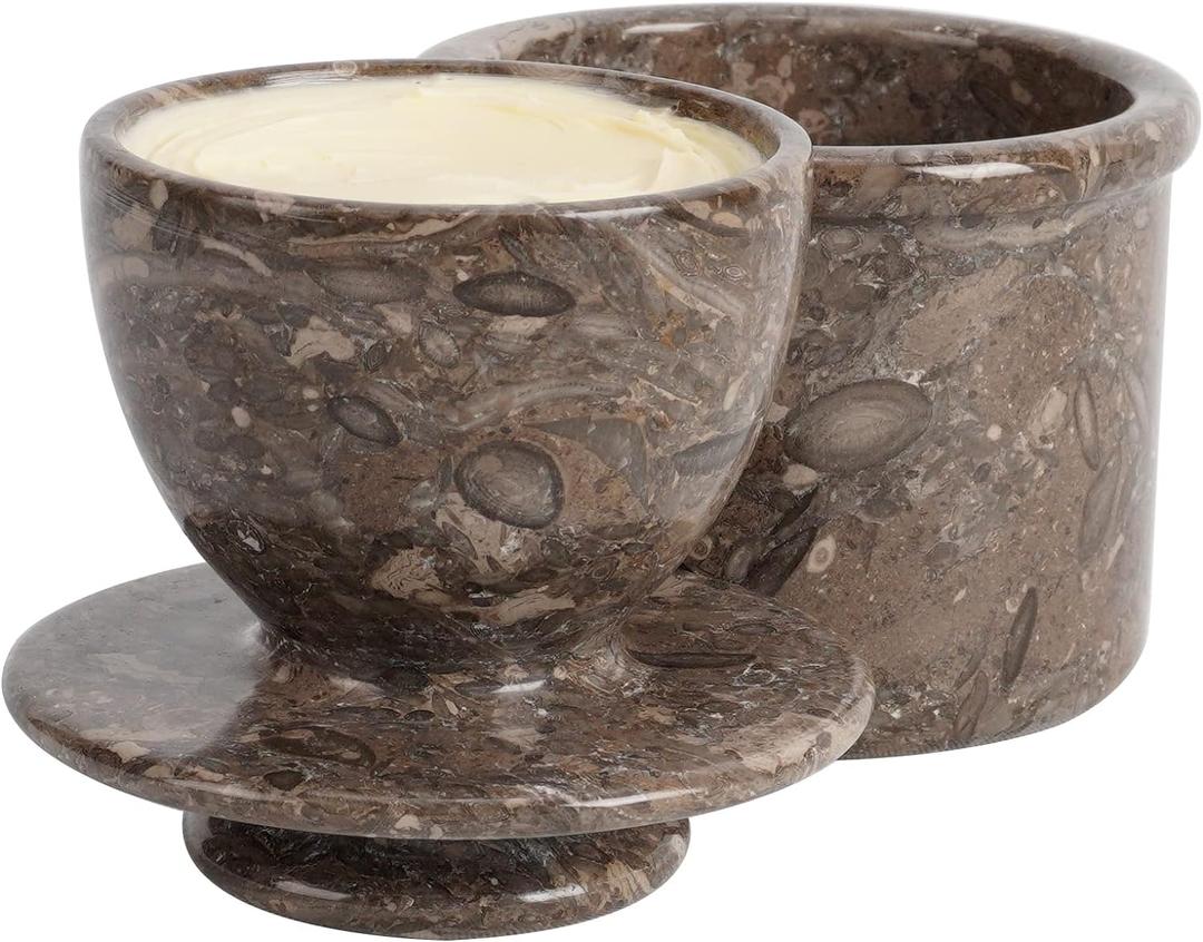 Radicaln Marble Butter Keeper 4.25" Inches Oceanic Handmade Butter Crock For Spreadable Butter Ideal Butter Crock For Counter With Water French Butter, Crock Pot & butter dish with lid for countertop