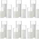 Shihanee 36 Pcs Pillar Candles and Glass Cylinder Vases Tall Cylinder Holders for Pillar Candles Wedding Centerpieces, Total 18 Sets(2.6'' X 4.7'', 5.9'', 7.9'',Clear,White)